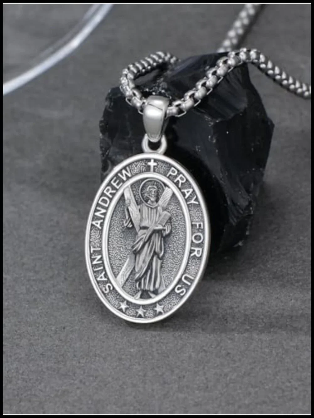 925 Sterling Silver Saint Andrew Crucifix Pendant Necklace Religious Amulet